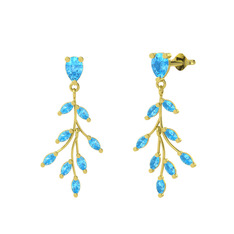 Akuamarin 18 ayar altın küpe