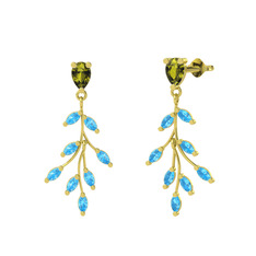 Dentale Yaprak Küpe - Peridot ve akuamarin 925 ayar altın kaplama gümüş küpe #yql4qi