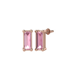 Pembe kuvars 8 ayar rose altın küpe