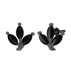 Flora Küpe - Siyah zirkon 925 ayar siyah rodyum kaplama gümüş küpe #mqiyzi