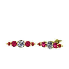 Minimal Atzi Küpe - Swarovski, rodolit garnet ve garnet 18 ayar altın küpe #10gw4kk
