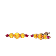 Sitrin ve rodolit garnet 18 ayar rose altın küpe