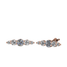 Minimal Atzi Küpe - Pırlanta, beyaz zirkon ve swarovski 14 ayar rose altın küpe (0.32 karat) #111l826