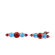 Minimal Atzi Küpe - Garnet, akuamarin ve rodolit garnet 8 ayar rose altın küpe #11x2ixt