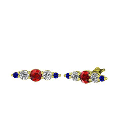 Minimal Atzi Küpe - Garnet, swarovski ve lab safir 8 ayar altın küpe #11xs7yf