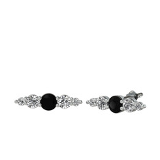 Siyah zirkon, beyaz zirkon ve swarovski 14 ayar beyaz altın küpe