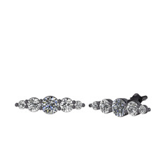 Minimal Atzi Küpe - Pırlanta, swarovski ve beyaz zirkon 925 ayar siyah rodyum kaplama gümüş küpe (0.32 karat) #15kxi47