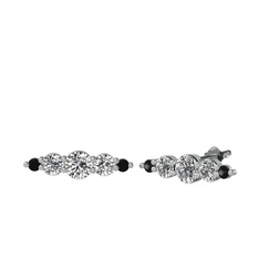 Minimal Atzi Küpe - Beyaz zirkon, swarovski ve siyah zirkon 18 ayar beyaz altın küpe #18cgn2x