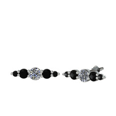 Minimal Atzi Küpe - Swarovski ve siyah zirkon 925 ayar gümüş küpe #18ckfnu