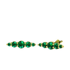Minimal Atzi Küpe - Yeşil kuvars 18 ayar altın küpe #19730gs