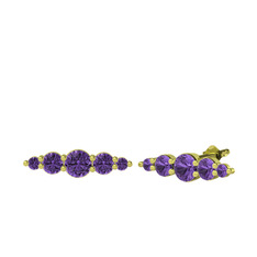 Minimal Atzi Küpe - Ametist 8 ayar altın küpe #19fzhvt