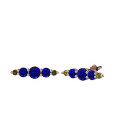 Minimal Atzi Küpe - Lab safir ve peridot 8 ayar rose altın küpe #1asa77t