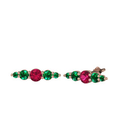 Rodolit garnet ve yeşil kuvars 8 ayar rose altın küpe