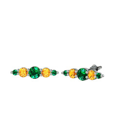 Minimal Atzi Küpe - Yeşil kuvars ve sitrin 925 ayar gümüş küpe #1bf7ryk