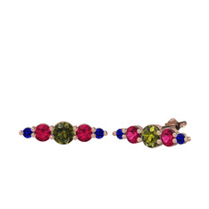 Minimal Atzi Küpe - Peridot, rodolit garnet ve lab safir 8 ayar rose altın küpe #1d5qp7b