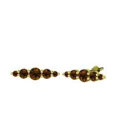 Minimal Atzi Küpe - Dumanlı kuvars 18 ayar altın küpe #1dwy2sq