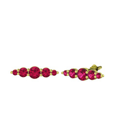 Minimal Atzi Küpe - Rodolit garnet 18 ayar altın küpe #1e6x2c0