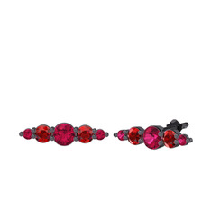 Rodolit garnet ve garnet 925 ayar siyah rodyum kaplama gümüş küpe