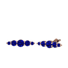 Minimal Atzi Küpe - Lab safir 14 ayar rose altın küpe #1hzjlpa