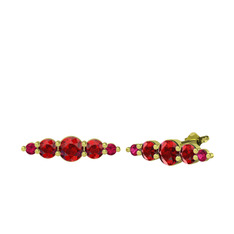 Minimal Atzi Küpe - Garnet ve rodolit garnet 14 ayar altın küpe #1i33mnt