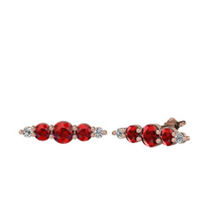 Minimal Atzi Küpe - Garnet ve swarovski 18 ayar rose altın küpe #1jibb9v