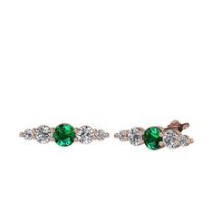 Minimal Atzi Küpe - Yeşil kuvars ve swarovski 8 ayar rose altın küpe #1jlv5cj