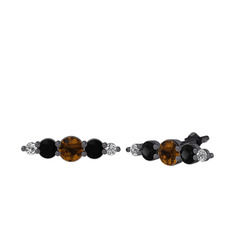 Minimal Atzi Küpe - Dumanlı kuvars, siyah zirkon ve swarovski 925 ayar siyah rodyum kaplama gümüş küpe #1k5c0sg