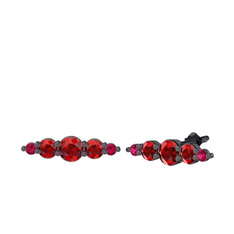 Garnet ve rodolit garnet 925 ayar siyah rodyum kaplama gümüş küpe