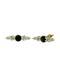 Minimal Atzi Küpe - Siyah zirkon ve swarovski 925 ayar altın kaplama gümüş küpe #1lome99