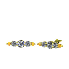 Swarovski, pırlanta ve sitrin 8 ayar altın küpe (0.12 karat)