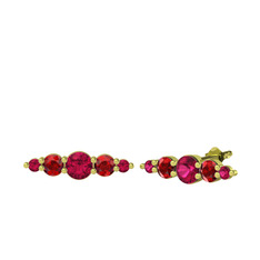 Rodolit garnet ve garnet 18 ayar altın küpe