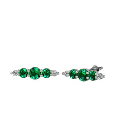 Yeşil kuvars ve swarovski 8 ayar beyaz altın küpe