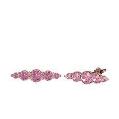 Minimal Atzi Küpe - Pembe kuvars 14 ayar rose altın küpe #1p0h5dx