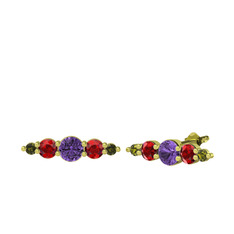 Ametist, garnet ve peridot 14 ayar altın küpe