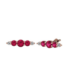 Rodolit garnet ve swarovski 18 ayar rose altın küpe