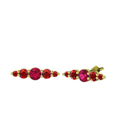 Minimal Atzi Küpe - Rodolit garnet ve garnet 14 ayar altın küpe #1qvnwmo