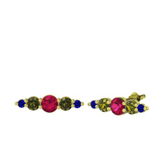 Minimal Atzi Küpe - Rodolit garnet, peridot ve lab safir 18 ayar altın küpe #1qzosl3