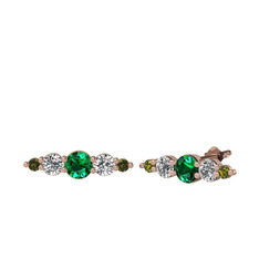 Minimal Atzi Küpe - Yeşil kuvars, swarovski ve peridot 18 ayar rose altın küpe #1tfdog0