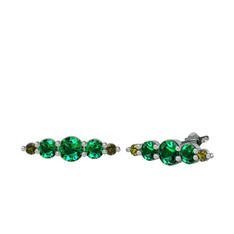 Yeşil kuvars ve peridot 8 ayar beyaz altın küpe