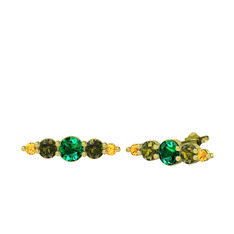 Minimal Atzi Küpe - Yeşil kuvars, peridot ve sitrin 14 ayar altın küpe #1w8gdct