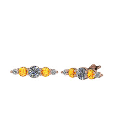 Minimal Atzi Küpe - Swarovski ve sitrin 8 ayar rose altın küpe #1wd6yo7