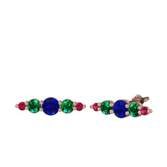 Minimal Atzi Küpe - Lab safir, yeşil kuvars ve rodolit garnet 925 ayar rose altın kaplama gümüş küpe #1x9pwt7