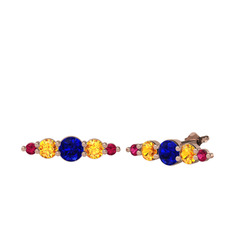Minimal Atzi Küpe - Lab safir, sitrin ve rodolit garnet 14 ayar rose altın küpe #1xhed48