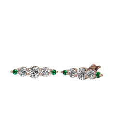 Minimal Atzi Küpe - Beyaz zirkon, swarovski ve yeşil kuvars 14 ayar rose altın küpe #1xth11y