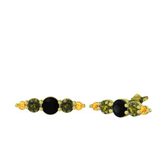 Minimal Atzi Küpe - Siyah zirkon, peridot ve sitrin 8 ayar altın küpe #1y4h9sh