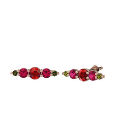 Minimal Atzi Küpe - Garnet, rodolit garnet ve peridot 14 ayar rose altın küpe #2w7czs