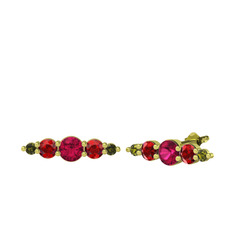 Minimal Atzi Küpe - Rodolit garnet, garnet ve peridot 14 ayar altın küpe #35qelz