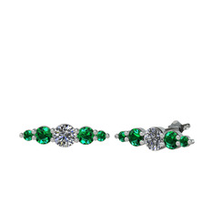Minimal Atzi Küpe - Swarovski ve yeşil kuvars 8 ayar beyaz altın küpe #3ibqs9