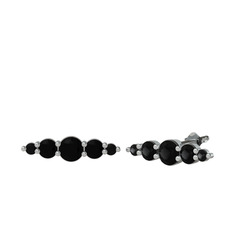 Minimal Atzi Küpe - Siyah zirkon 925 ayar gümüş küpe #5fotyg