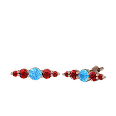 Minimal Atzi Küpe - Akuamarin ve garnet 14 ayar rose altın küpe #6ngvb